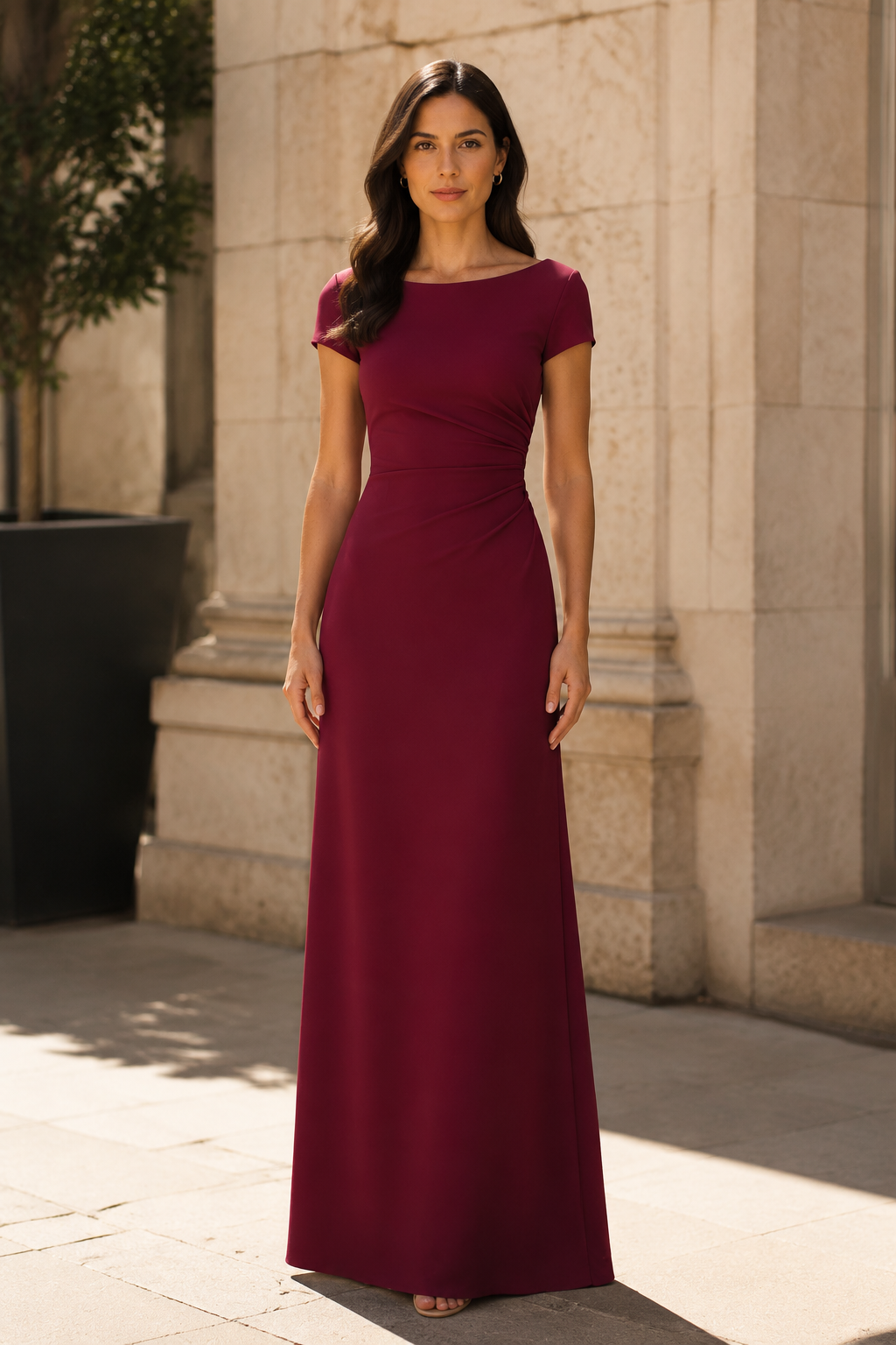 Casual Satin Sheath Scoop V-Back Floor-Length Mother Of The Bride Dress
