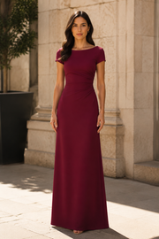 Casual Satin Sheath Scoop V-Back Floor-Length Mother Of The Bride Dress 