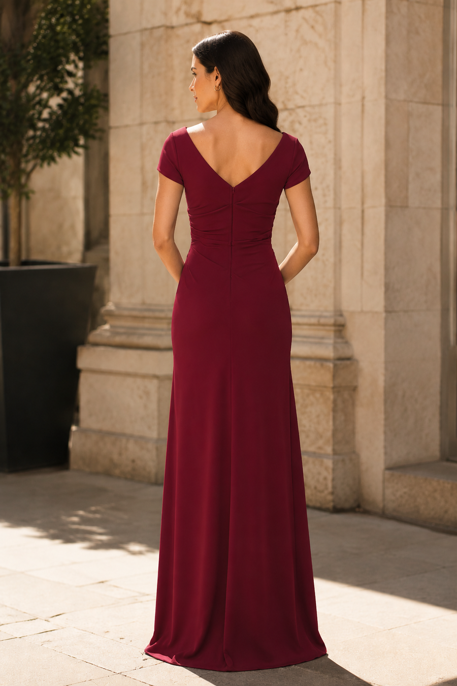 Casual Satin Sheath Scoop V-Back Floor-Length Mother Of The Bride Dress 