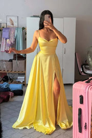 Casual Satin Spaghetti Straps Empire A-Line Party Prom Dress