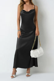 Casual Satin Spaghetti Straps Party Evening Dress