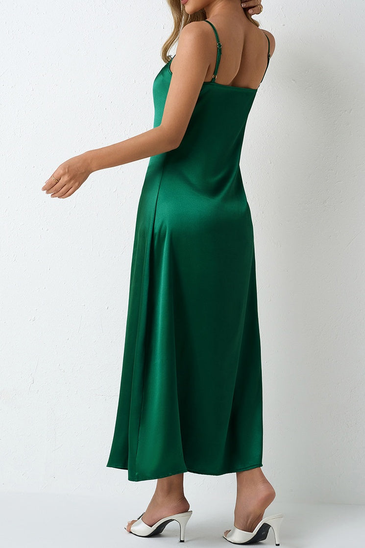 Casual Satin Spaghetti Straps Party Evening Dress