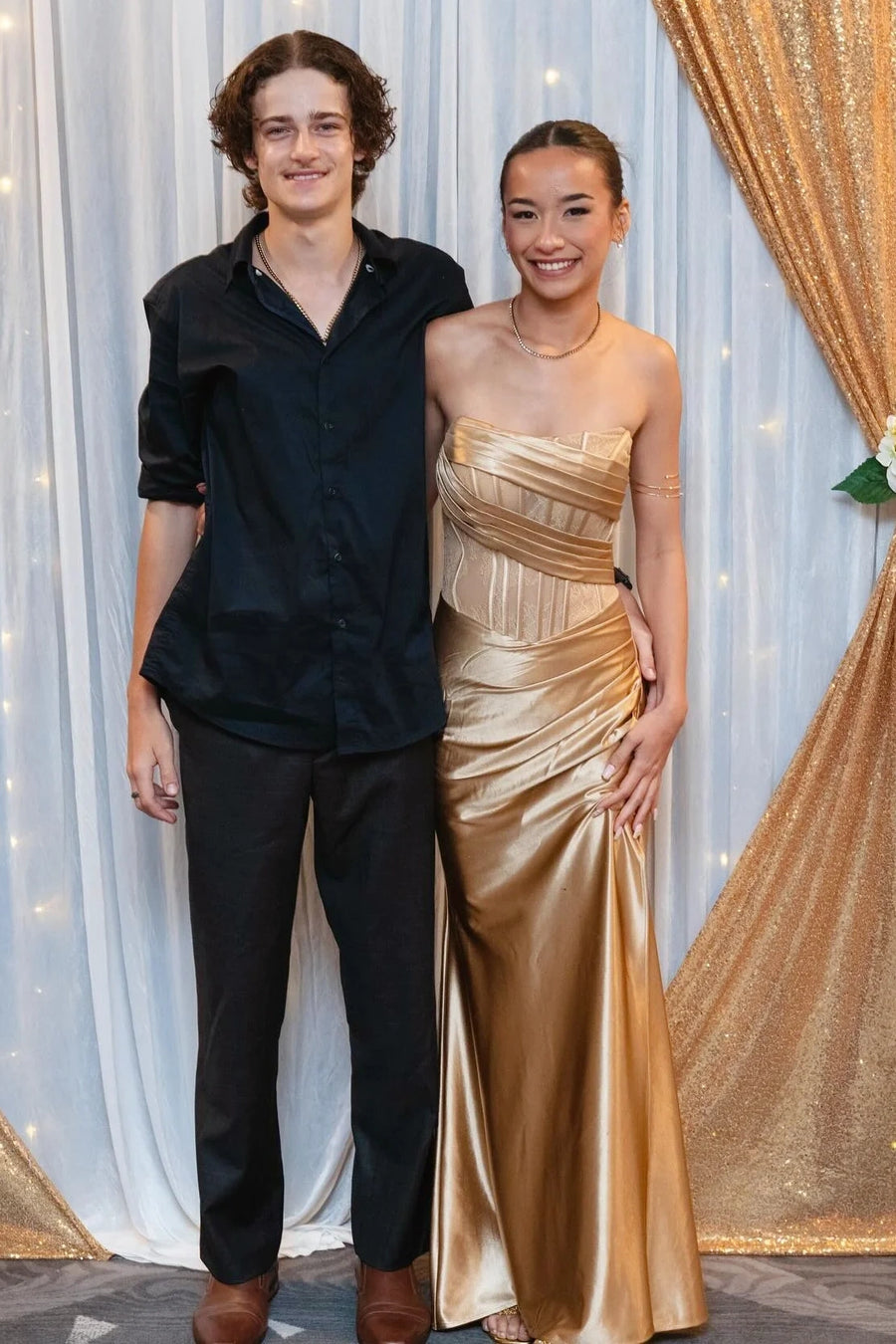 Casual Satin Strapless Empire Ruched Prom Party Dress With Slit