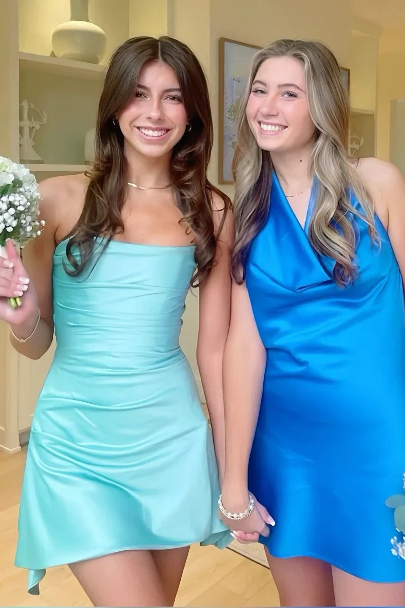 Casual Satin Strapless Empire Short Homecoming Dress 