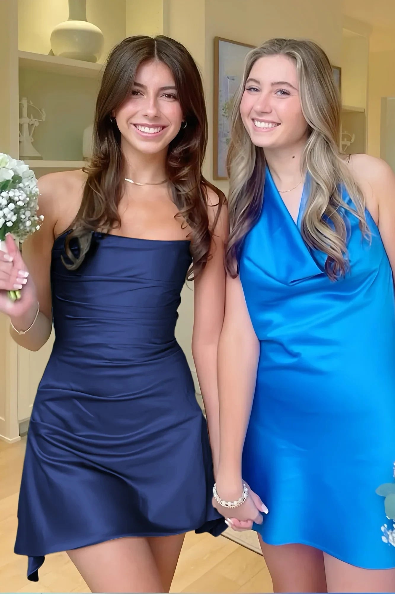 Casual Satin Strapless Empire Short Homecoming Dress 