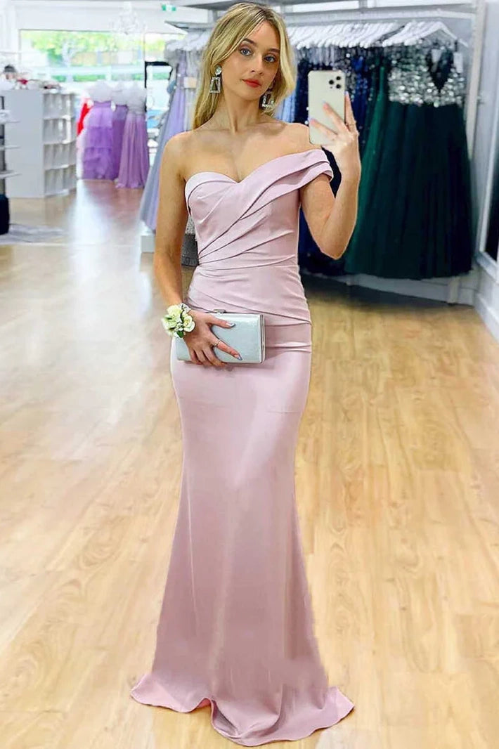 Casual Satin Trumpet One Shoulder Empire Prom Dress