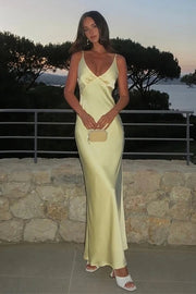 Casual Satin V-Neck Sleeveless Party Evening Dress
