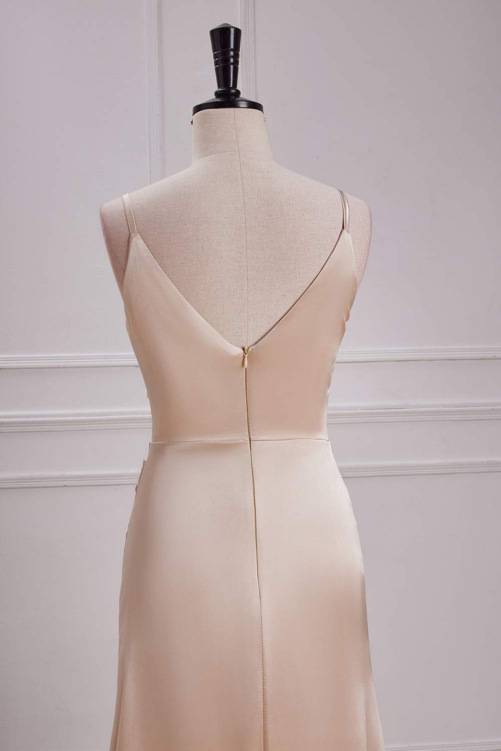 champagne a line v neck dress A-Line Halter Deep V Neck Champagne Long Prom Dress PSK230 US10 / Custom Color