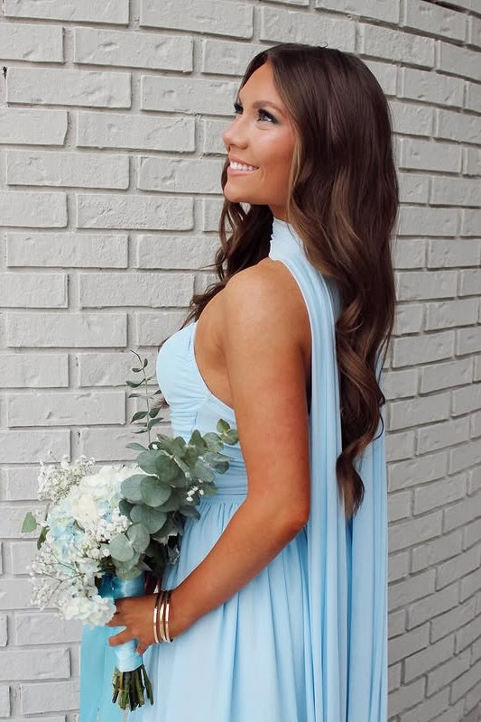 Chic A-Line Strapless Empire Chiffon Long Party Prom Dress