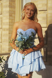 Chic A-Line Sweetheart Strapless Tiered Party Homecoming Dress