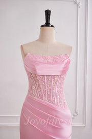 Chic Bateau Strapless Mermaid Two Tone Prom Dress With Leg Slit