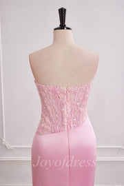 Chic Bateau Strapless Mermaid Two Tone Prom Dress With Leg Slit