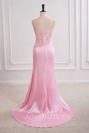 Chic Bateau Strapless Mermaid Two Tone Prom Dress With Leg Slit