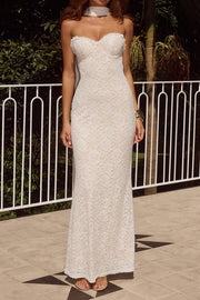 Chic Fully Lace Sweetheart Strapless Fitted Party Prom Dress