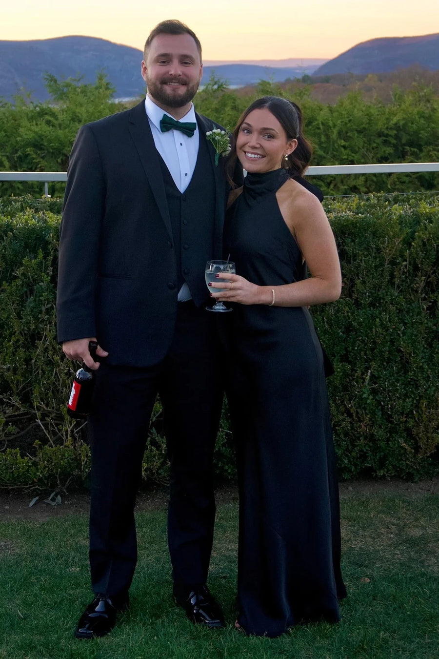 Chic High Neck Backless Satin Long Bridesmaid Dress