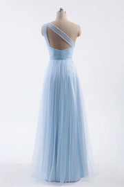 Chic Two Tone One Shoulder A-Line Empire Bridesmaid Dress