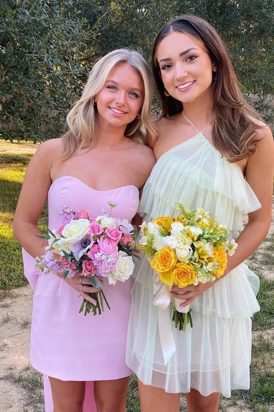 Chic Pink Satin Fitted Sweetheart Strapless Homecoming Dress With Bow