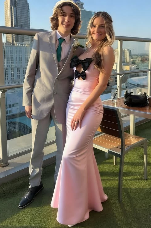 Chic Pink Strapless Empire Floor-Length Sheath Party Prom Dress