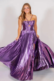 Chic Satin A-Line Halter With Side Slit Prom Dress