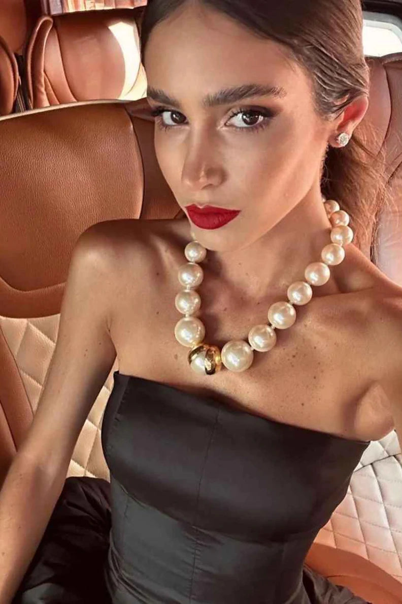 Chic Satin A-Line Strapless Long Party Prom Dress