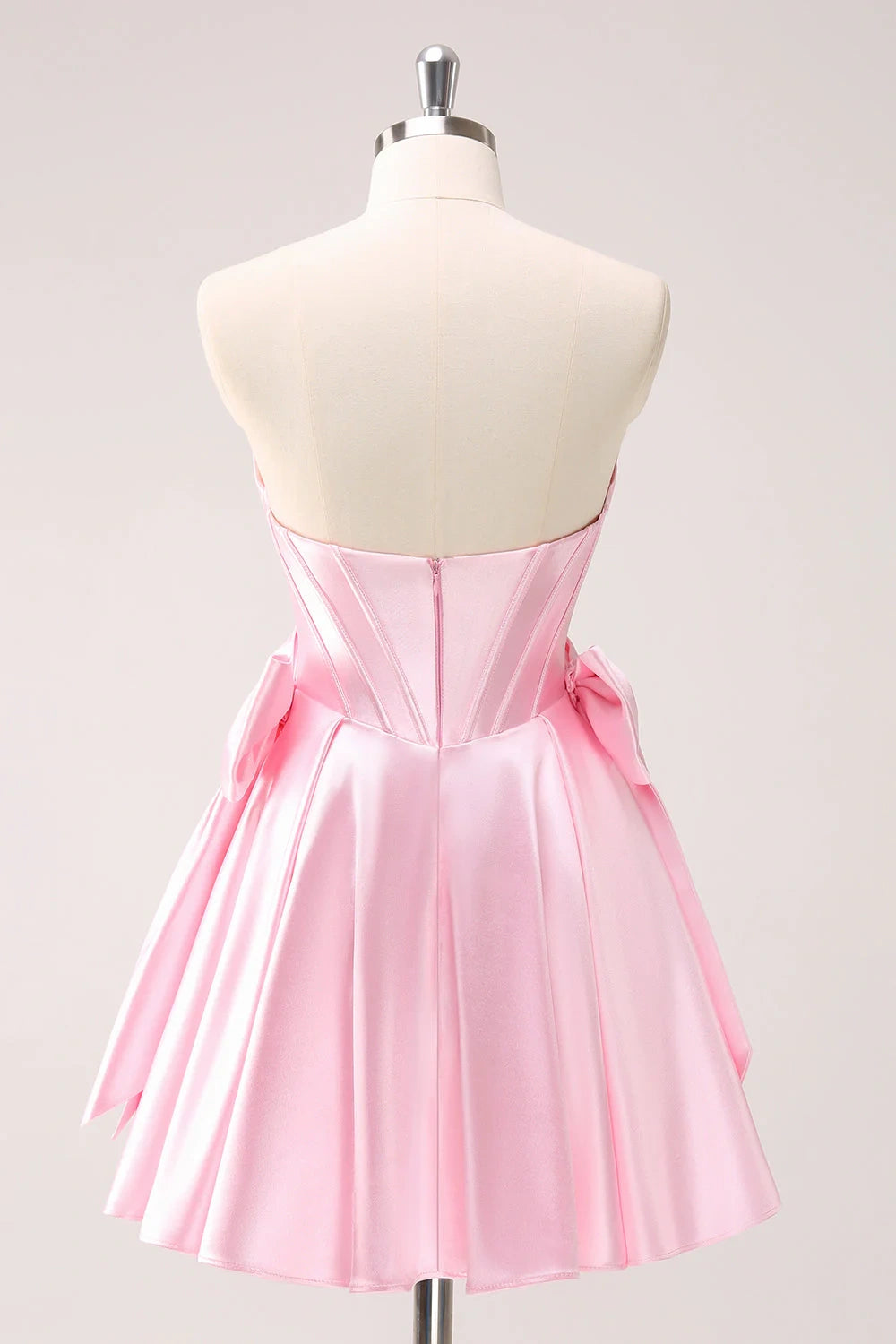 Chic Satin A-Line Sweetheart Strapless Beaded Homecoming Dress