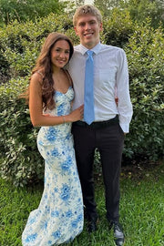 Chic Satin Mermaid Sweetheart Floral Appliques Prom Party Dress