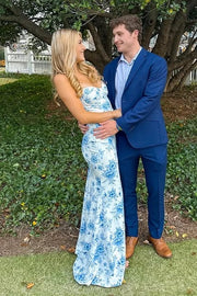 Chic Satin Mermaid Sweetheart Floral Appliques Prom Party Dress