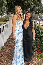 Chic Satin Mermaid Sweetheart Floral Appliques Prom Party Dress