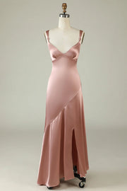 Chic Satin V-Neck Sleeveless A-Line Bridesmaid Dress