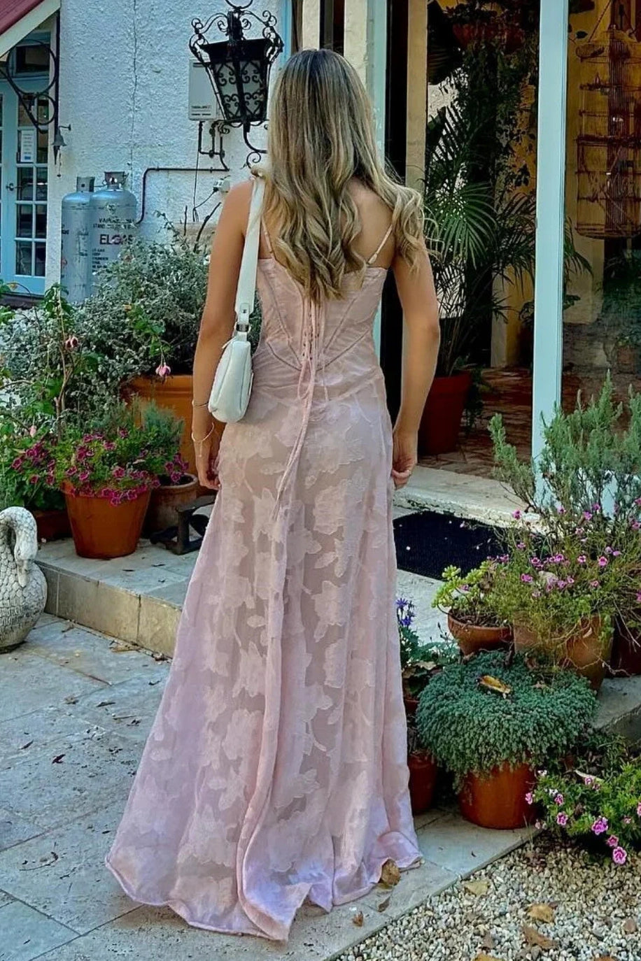 Chic Sheer A-Line Spaghetti Straps Party Prom Dress