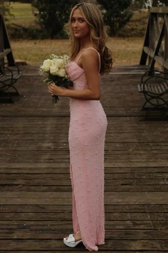 Chic Spaghetti Straps Fitted Floor-Length Party Prom Dress