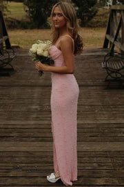 Chic Spaghetti Straps Fitted Floor-Length Party Prom Dress