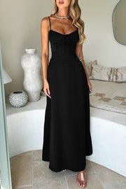 Chic Spaghetti Straps Satin A-Line Long Party Evening Dress