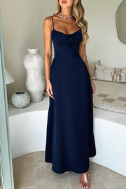 Chic Spaghetti Straps Satin A-Line Long Party Evening Dress