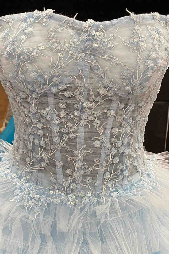 Chic Spaghetti Straps Tiered Tulle Empire A-Line Prom Dress