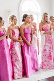Chic Strapless Empire Sleeveless A-Line Satin Bridesmaid Dress