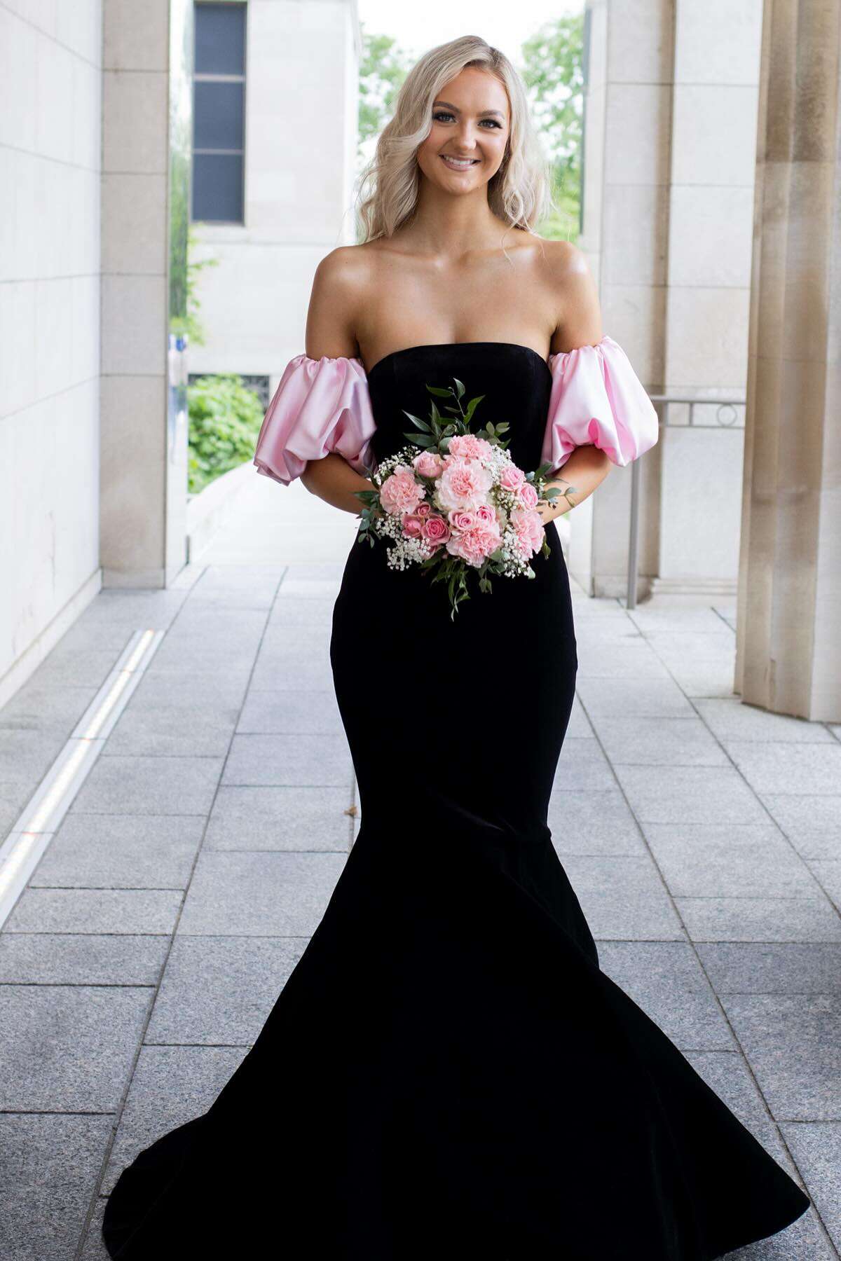 Chic Strapless Puff Sleeves Mermaid Party Prom Dress