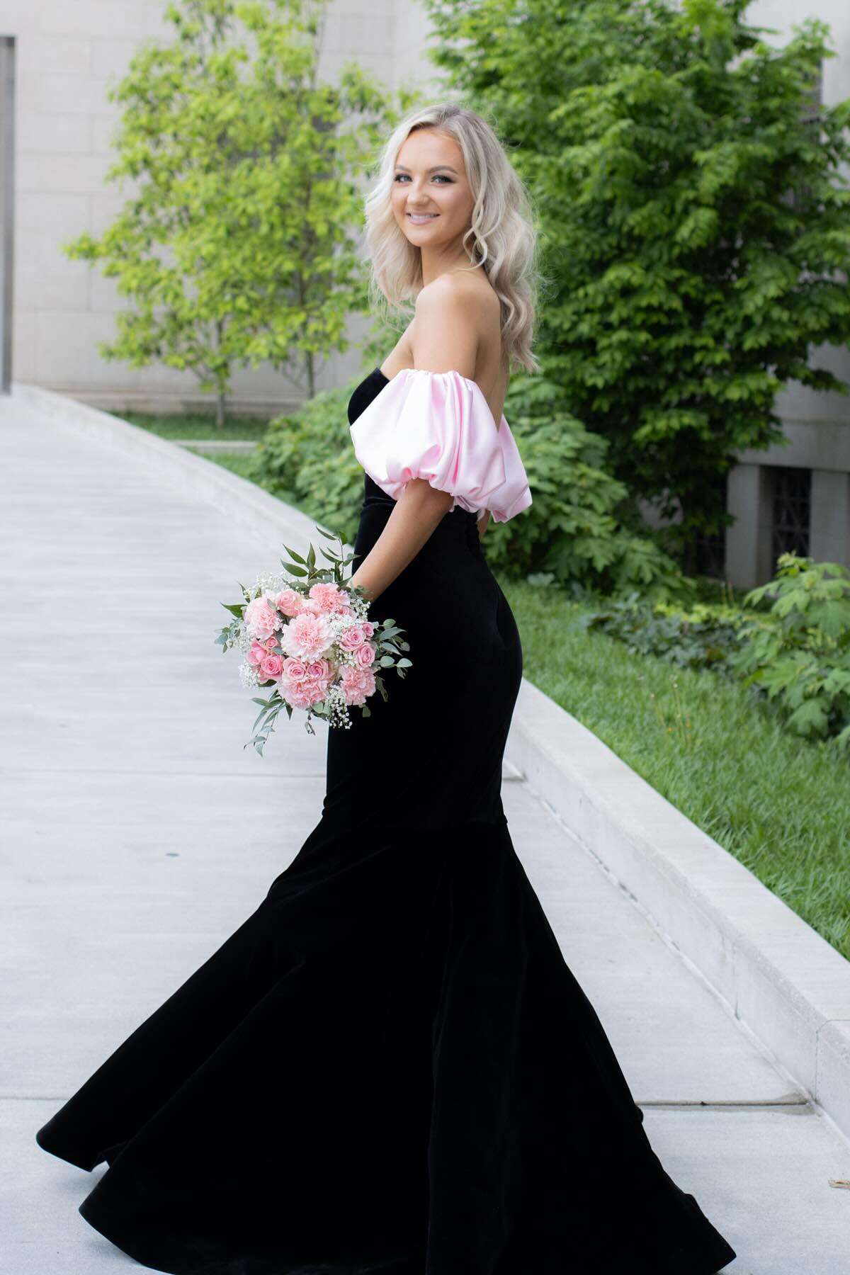 Chic Strapless Puff Sleeves Mermaid Party Prom Dress