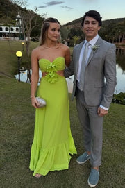 Chic Sweetheart Illusion Empire Satin A-Line Party Prom Dress