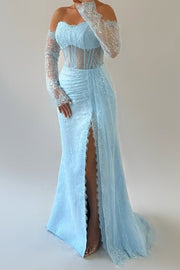 Chic Sweetheart Sheer Empire Mermaid Lace Party Prom Dress