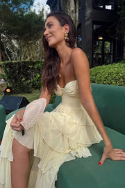 Chic Sweetheart Sleeveless Chiffon A-Line Tiered Party Prom Dress