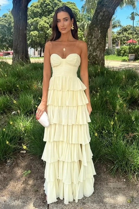 Chic Sweetheart Sleeveless Chiffon A-Line Tiered Party Prom Dress