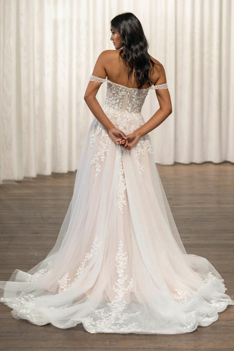 lace wedding dress empire line Chic Tulle A-Line Off-Shoulder Appliques Ivory / US 2 Color:French Ivory line cut and empire Christmas Gifts for Him Emerald Coast Petite Pleat