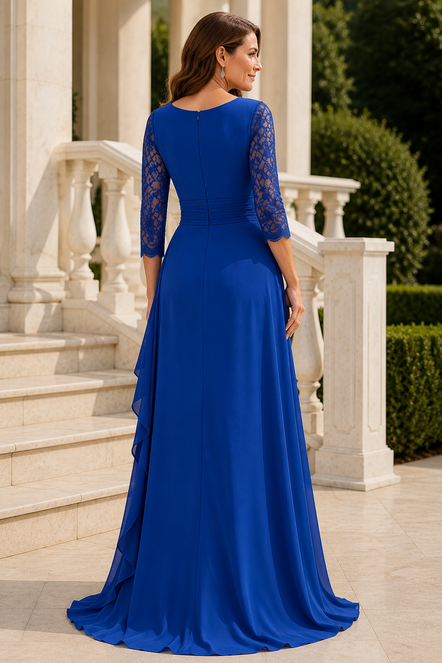 Chic V-Neck Empire A-Line Ruffle Maxi Mother Of The Bride Dress