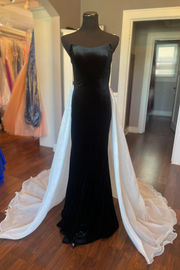 Chic Velvet Strapless Empire Prom Dress With Beaded Tulle Train