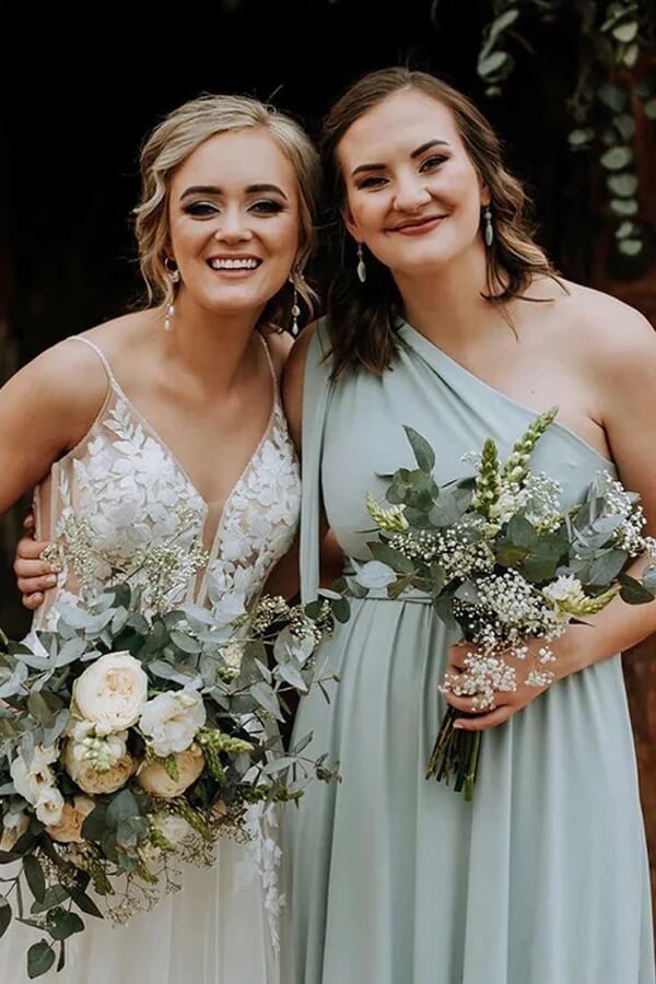 Chiffon A-Line Empire Different Styles Long Bridesmaid Dress