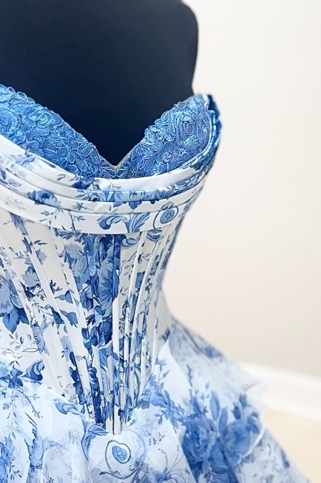 Chiffon A-Line Empire Sleeveless Floral Tiered Homecoming Dress