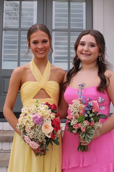 Chiffon A-Line Halter Sleeveless Empire Split Party Prom Dress