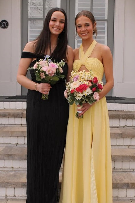 Chiffon A-Line Halter Sleeveless Empire Split Party Prom Dress