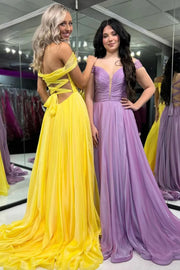 Chiffon A-Line Off-Shoulder Empire Party Prom Dress